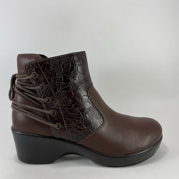 Alegria Shoes - Alegria Stevee Boots Womens Size 38, US Size 8-8.5 Brown Embossed Floral STE-796